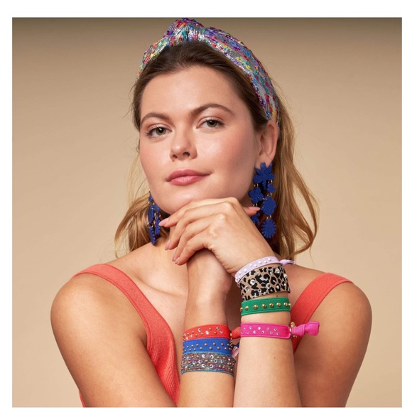 LELE SADOUGHI NWT AUTHENTIC JET BLACK TURQUOISE EMBELLISHED ELASTIC BRACELET - Picture 5 of 9